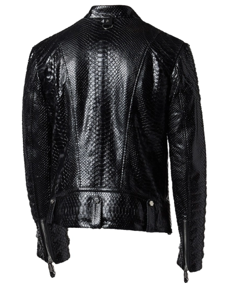 Pure Leather biker jacket in python print