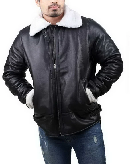 Mens White Faux Leather Jacket