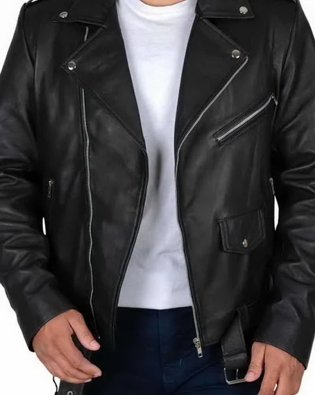 Leather Motorcycle Jacket Men Custom with Patches
