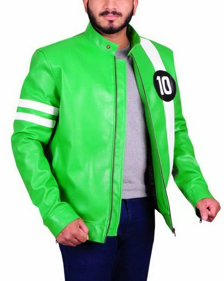 Ben10 Ultimate Alien Cosplay Costume Ben Tennyson Green Coat Zip-up Jacket