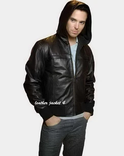 Mens Hooded Leather Jacket. Its a smart casual jacket