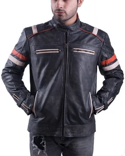 Vintage Retro Motorcycle Jacket Distressed Leather