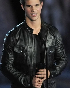 Taylor Lautner Black Leather Jacket