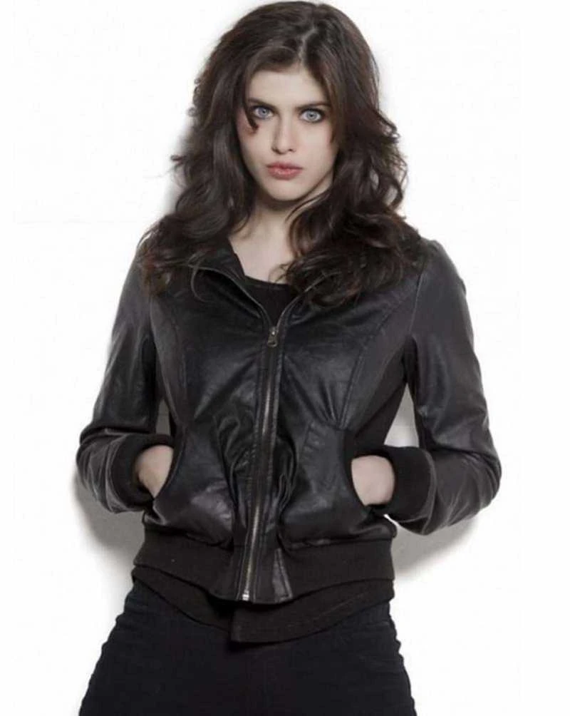 Alexandra Daddario Leather Jacket