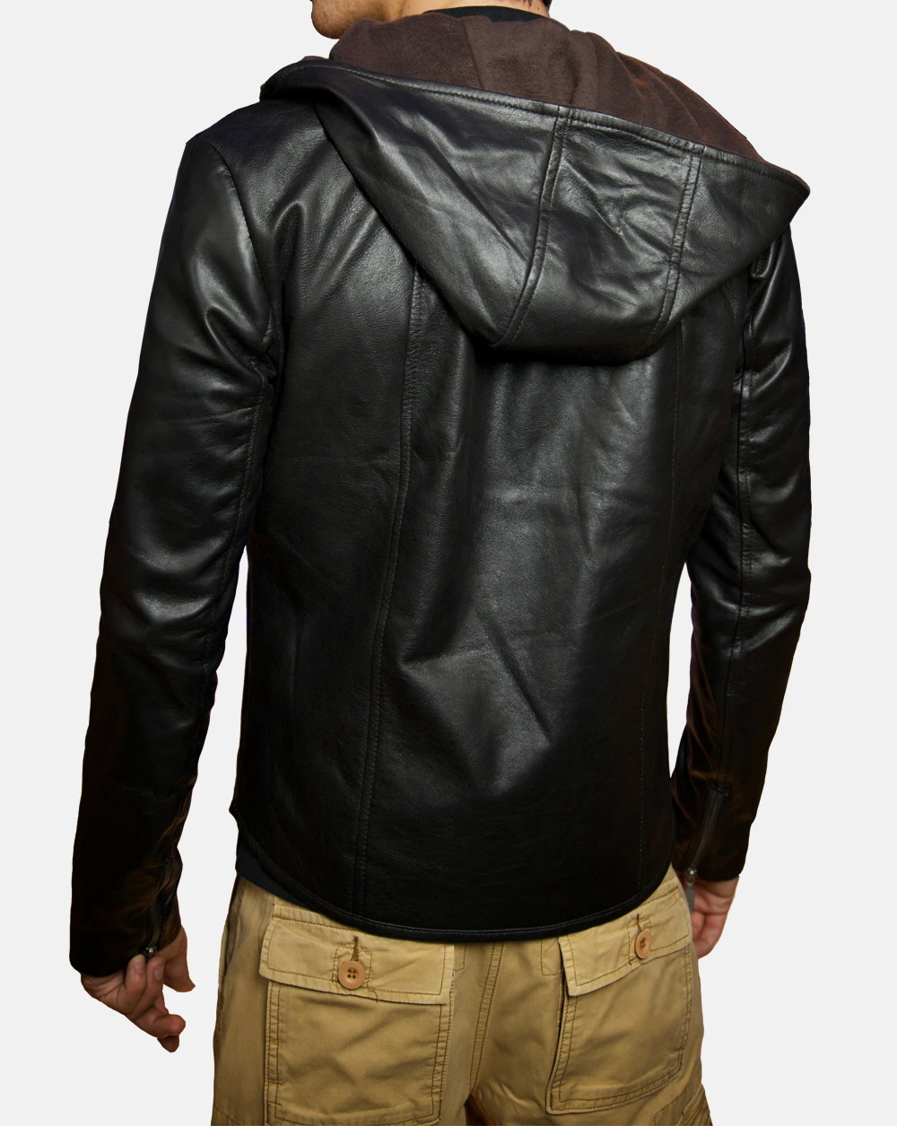Lambskin hooded leather jacket