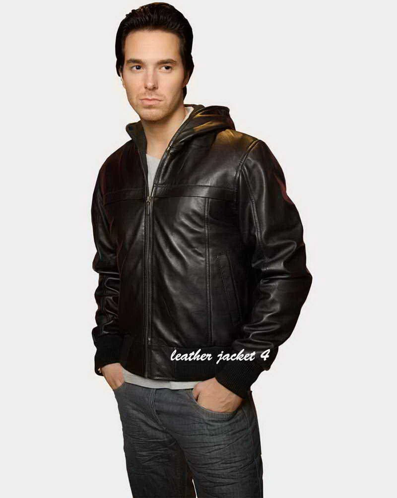 Mens Hooded Leather Jacket Its a smart casual jacket