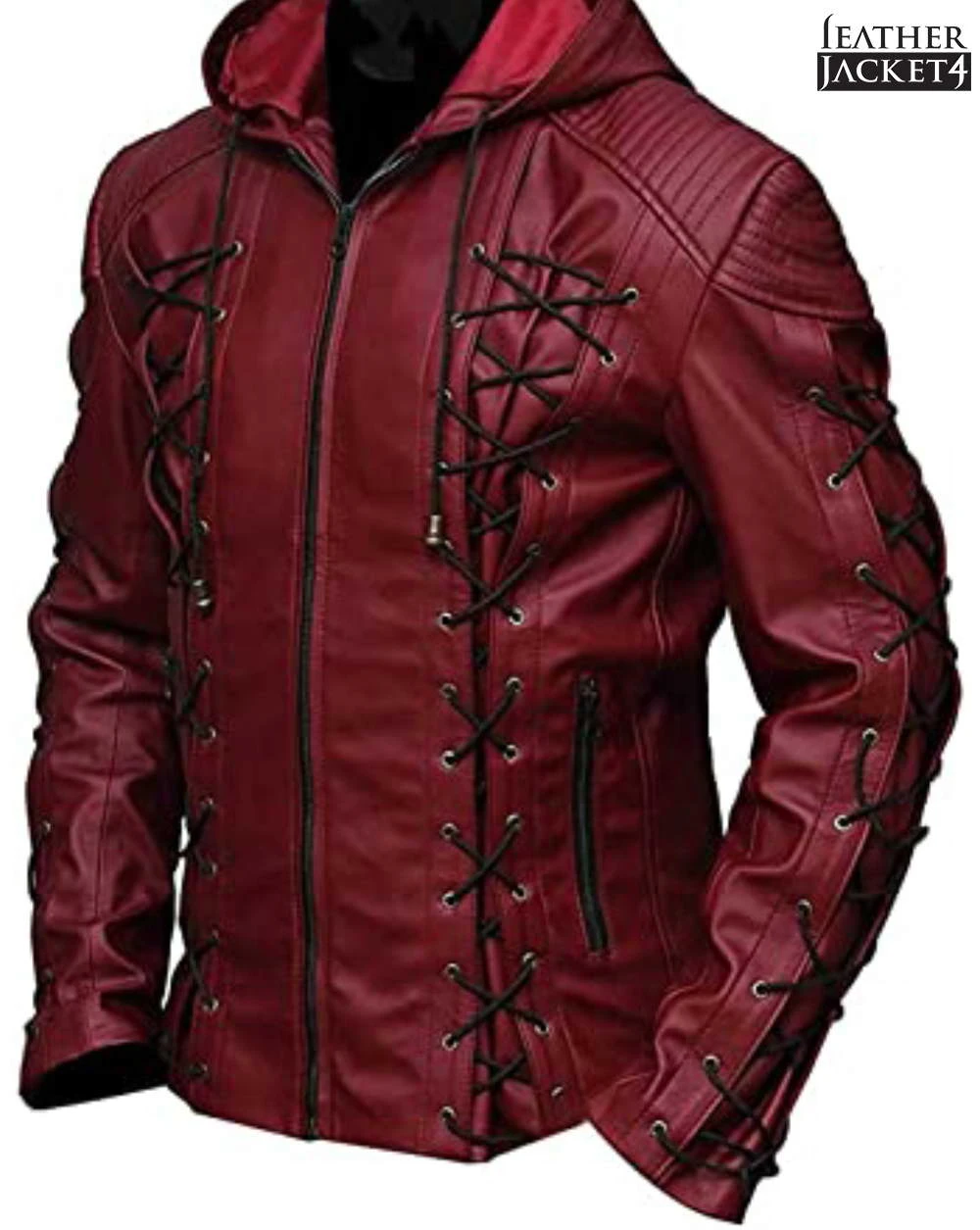 Arrow Arsenal Roy Harper Colton Haynes Hooded Faux Leather Jacket