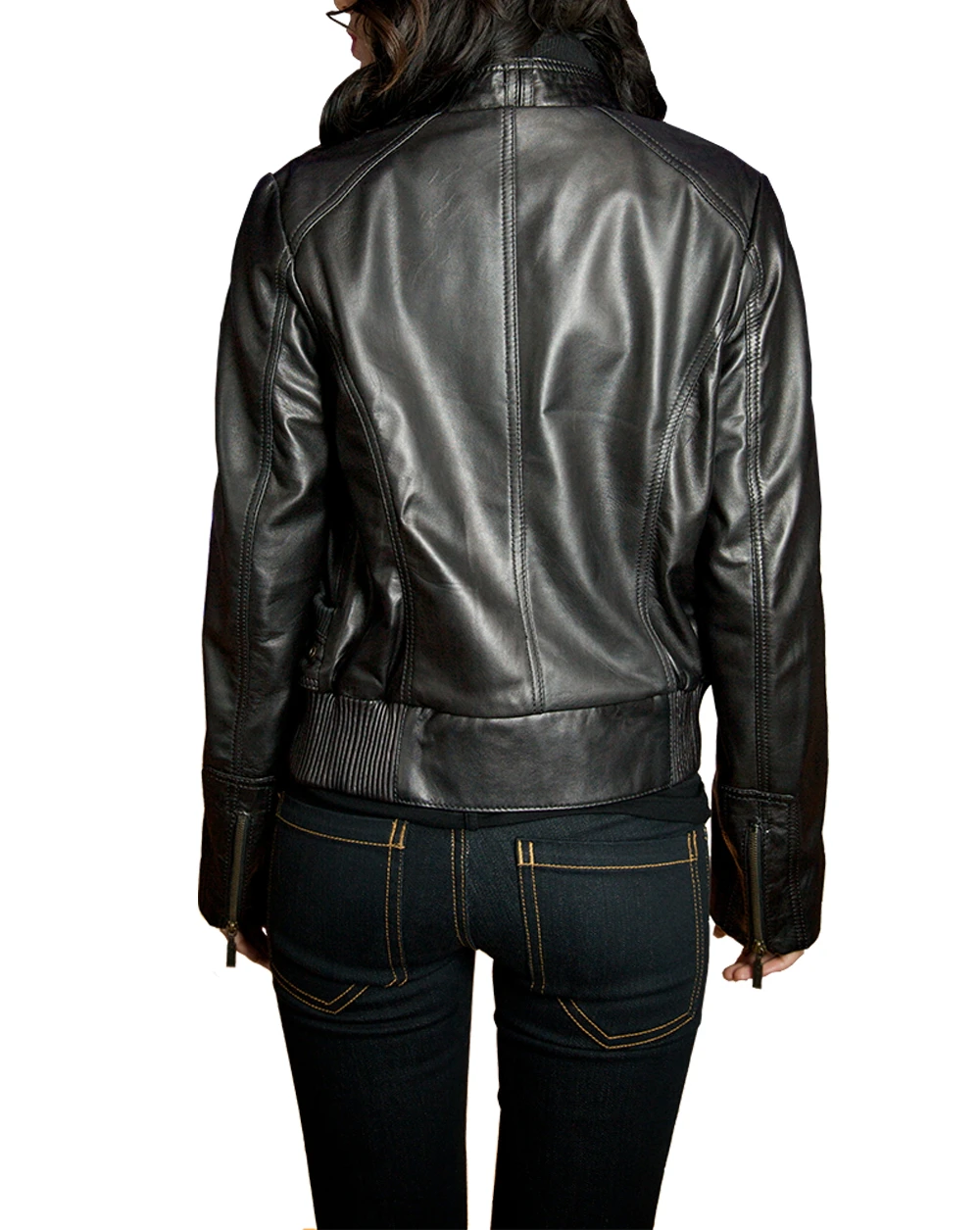 Zip Front Lambskin Leather Jacket
