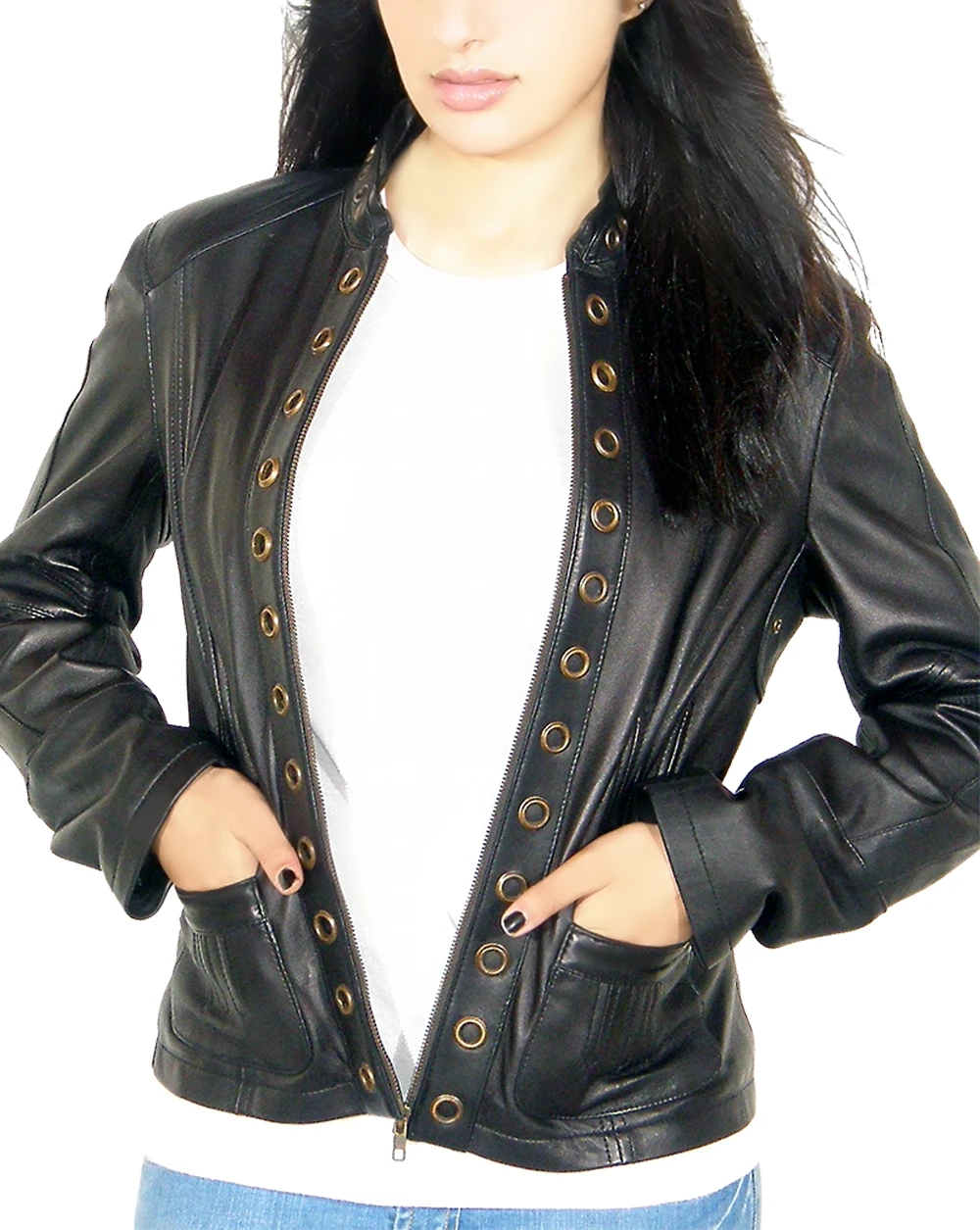 Eyelet Womens Leather Jacket