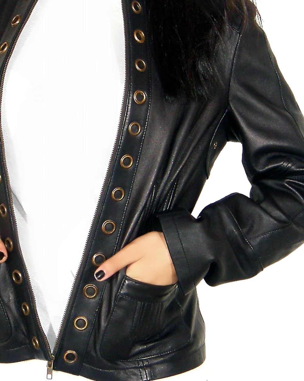 Eyelet Womens Leather Jacket