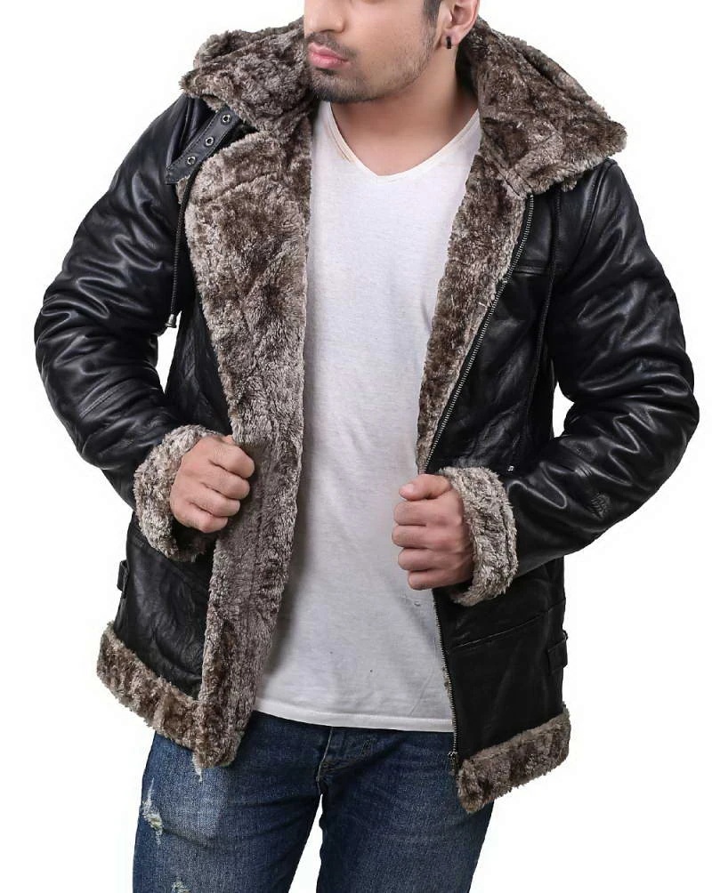 B3 Sable Faux Fur Shearling Hoodie Jacket