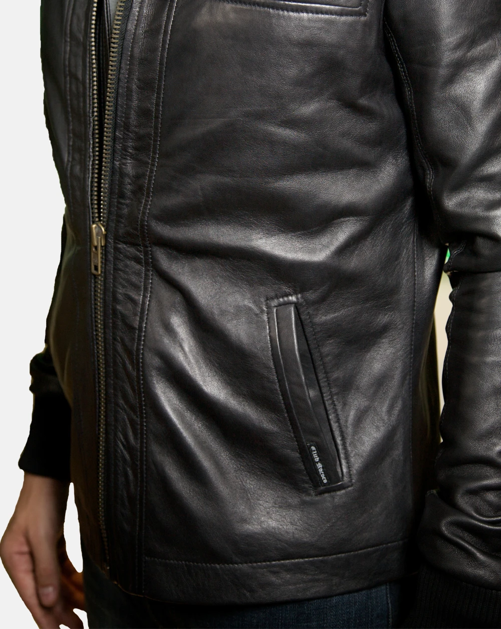 Stylish slim fit men leather jacket