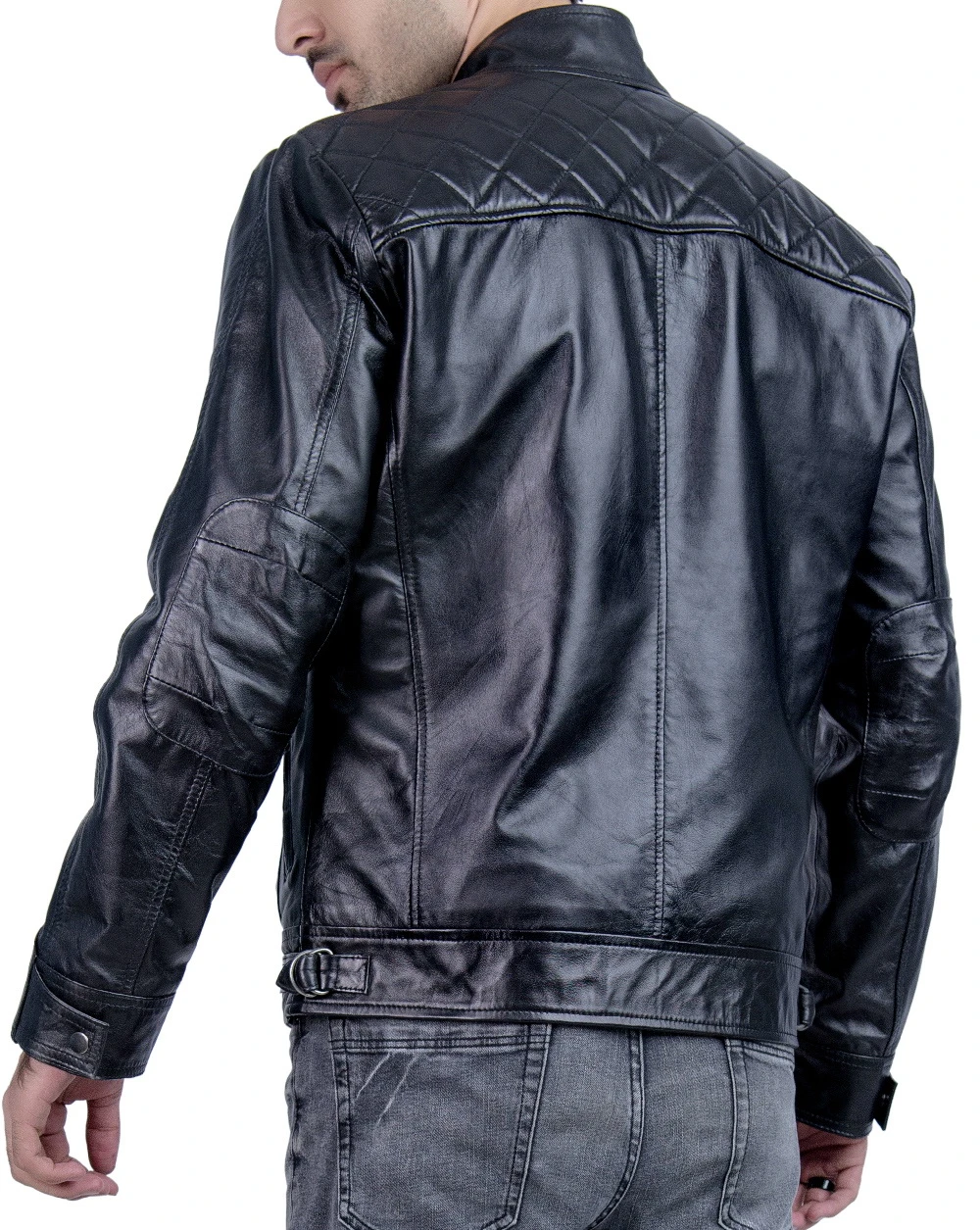 Black Cafe Racer Moto Leather Jacket