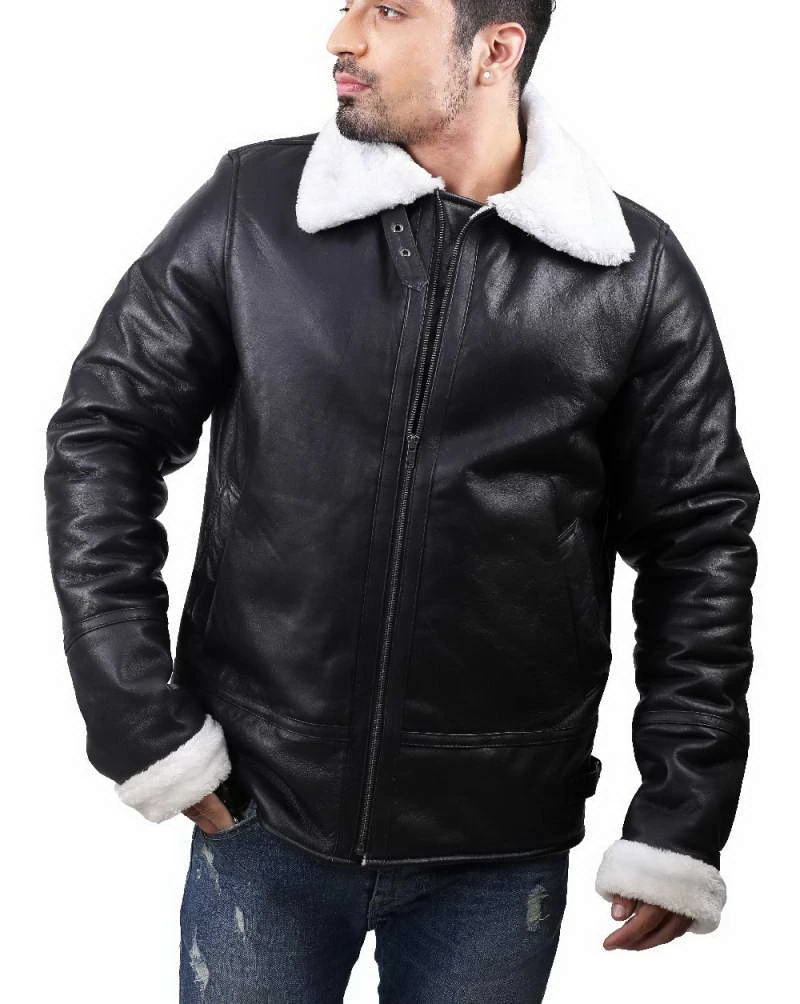 Buy Black Shearling Leather Jacket