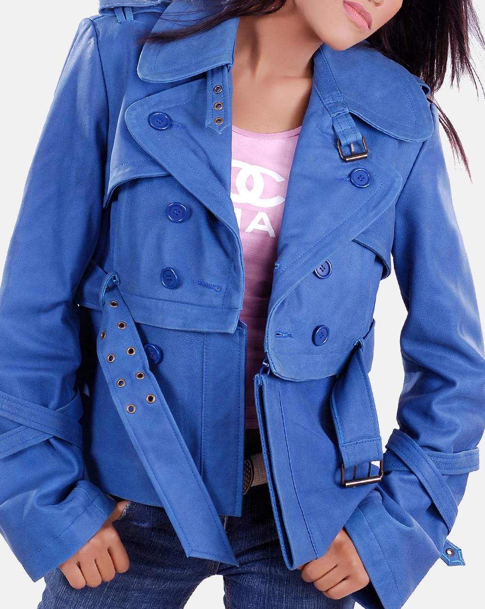 Ruby women leather jacket blue