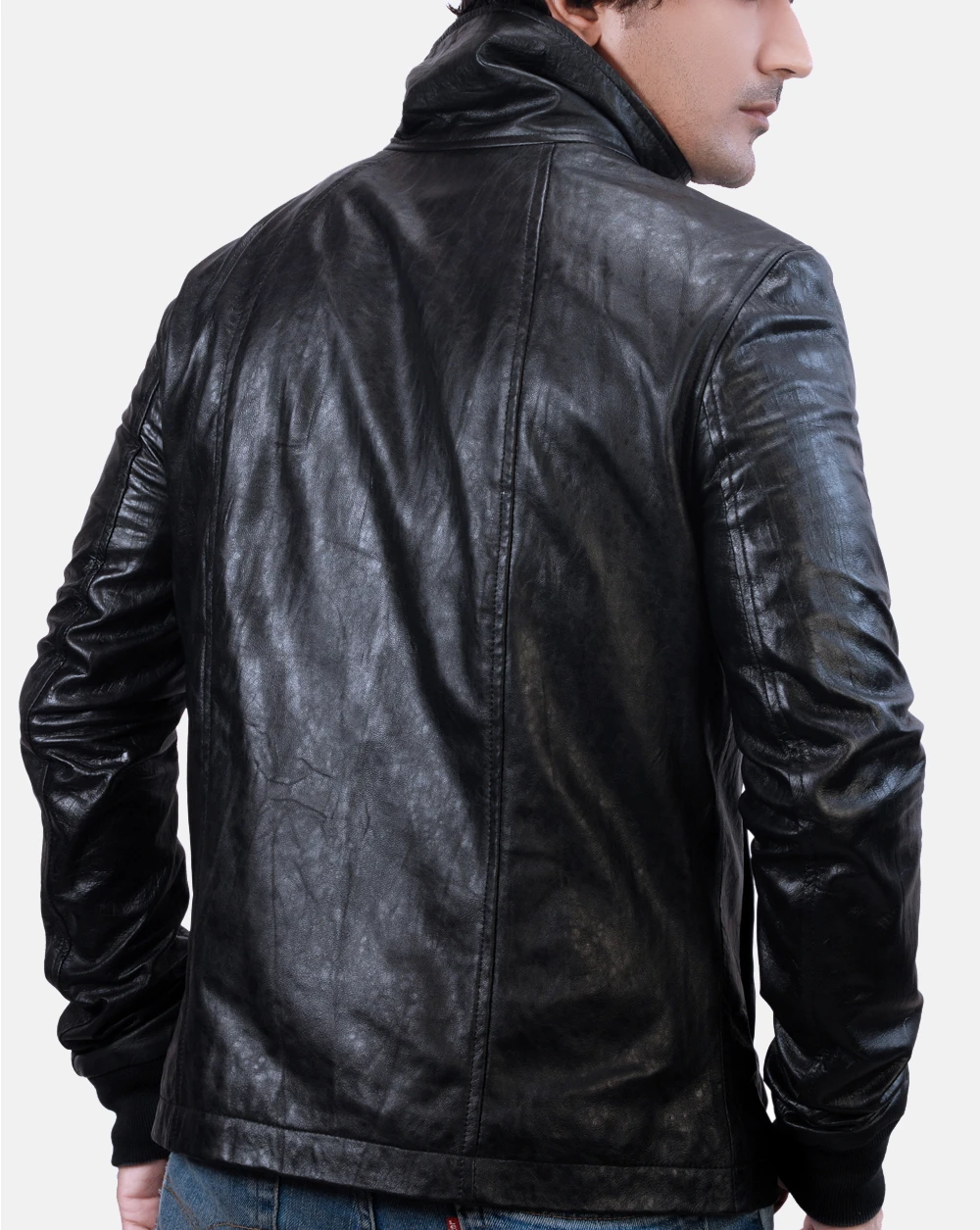 Zipper Detail Leather Jacket