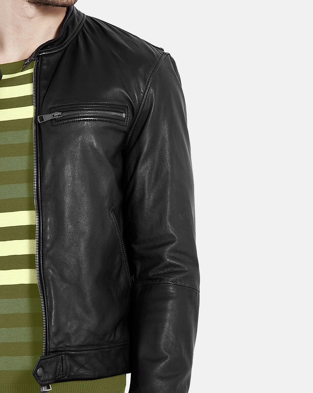 Black Soft Leather overdyed Mens Leather Jacket