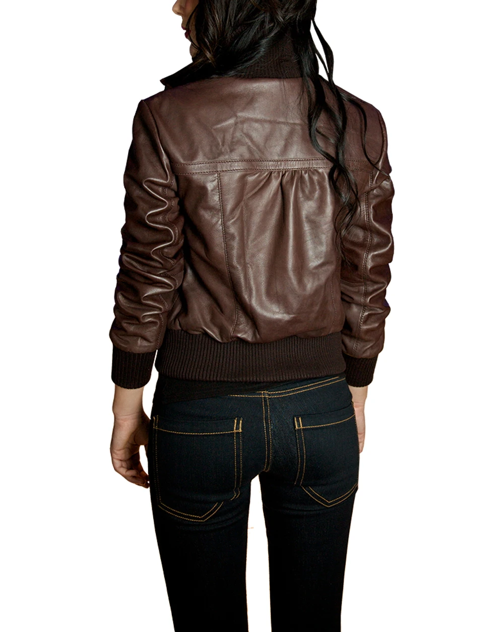 Brown leather jacket women