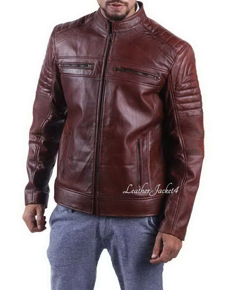 Cafe Racer Motorcycle Leather Jacket