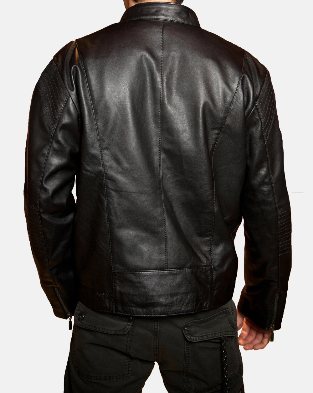 Casual mens leather Jacket with substantial pockets