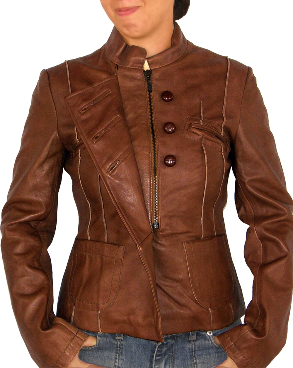 Zip-Through Leather Jacket