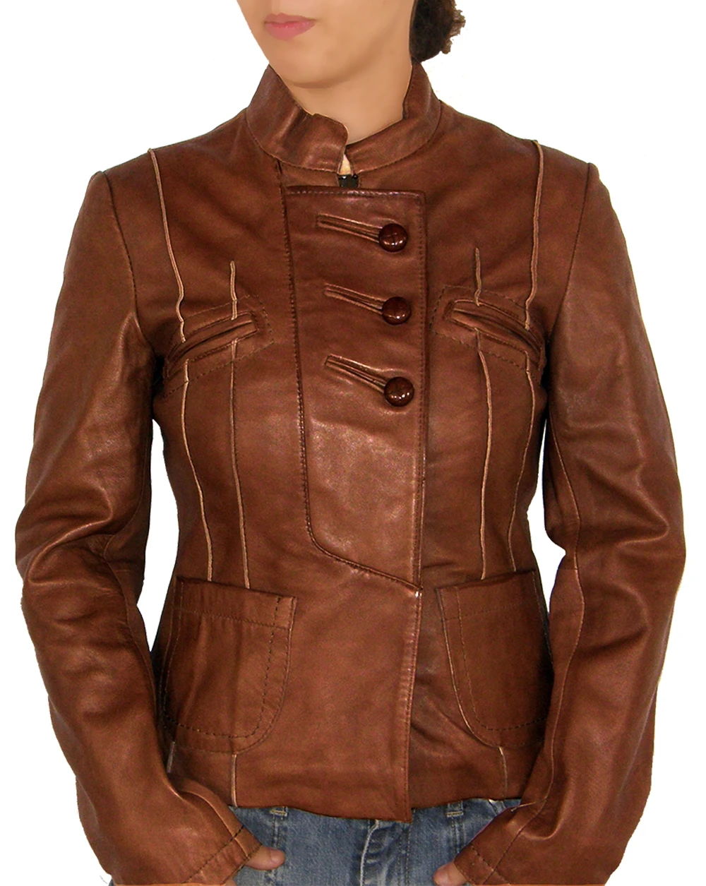 Canby zip through leather jacket