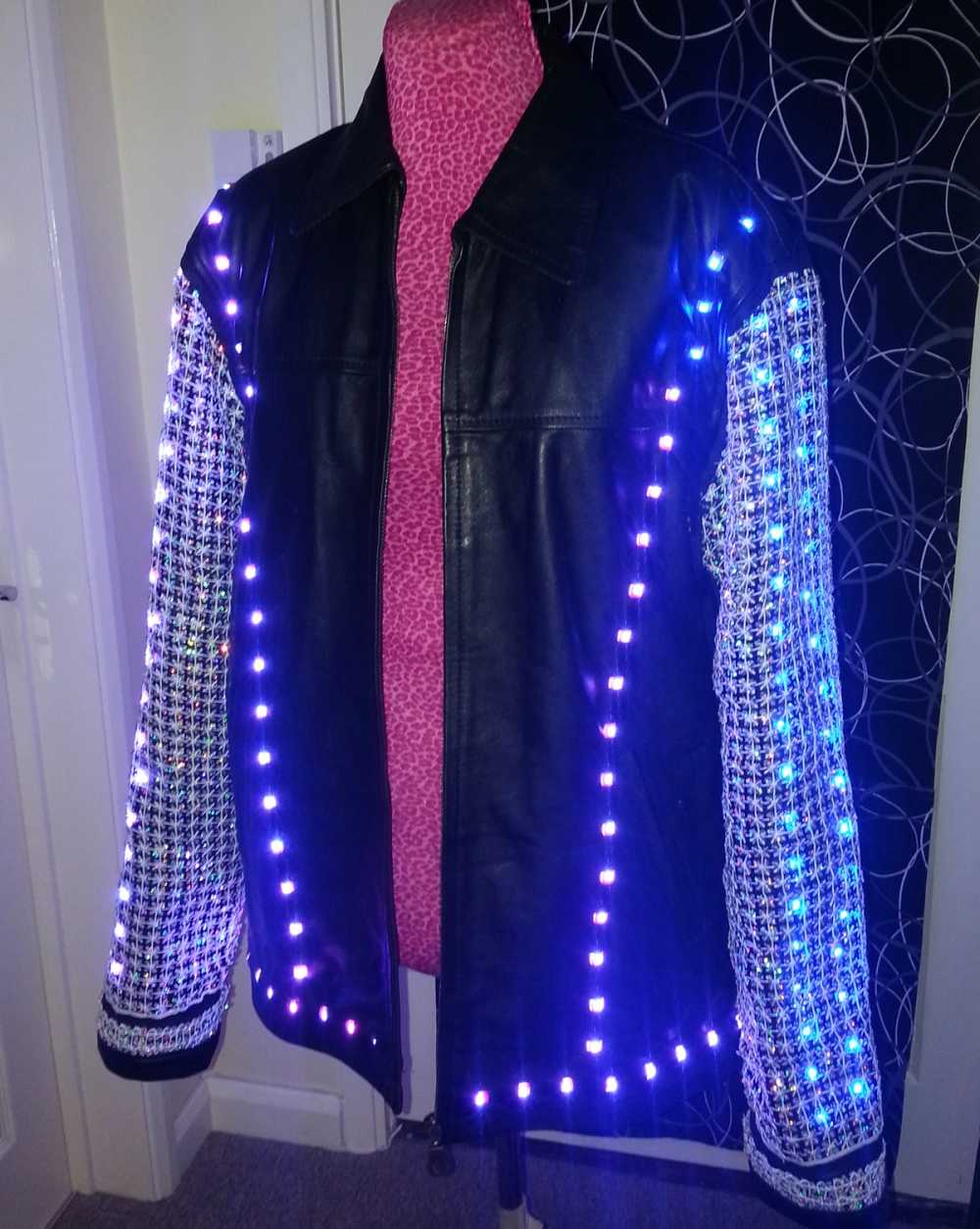 WWE Wrestler Christopher Keith Irvine aka Chris Jericho Black LED Light-up Leather Jacket