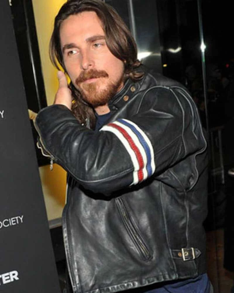Christian Bale Black Leather Jacket