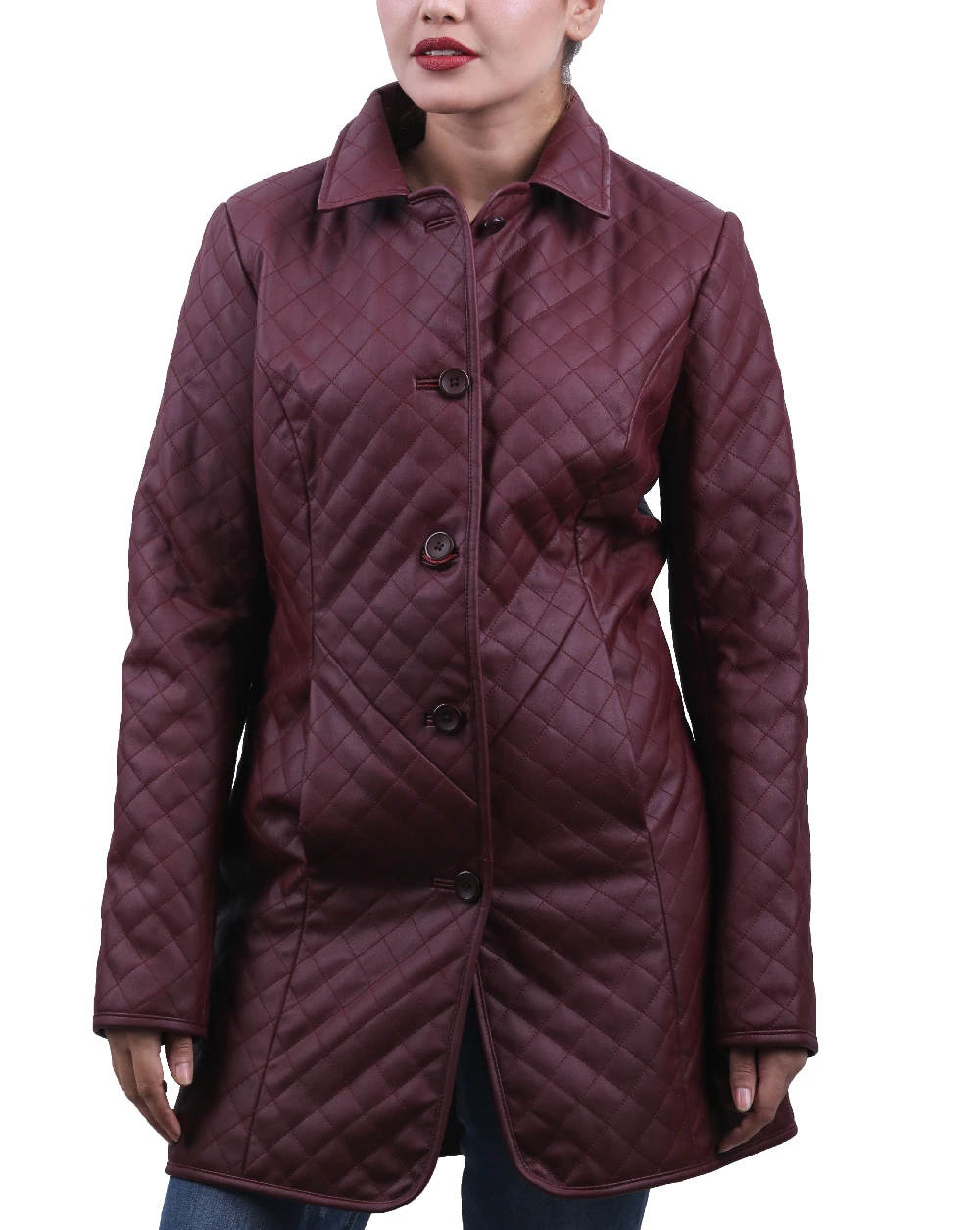 Diamond-Coat leather quilted coat