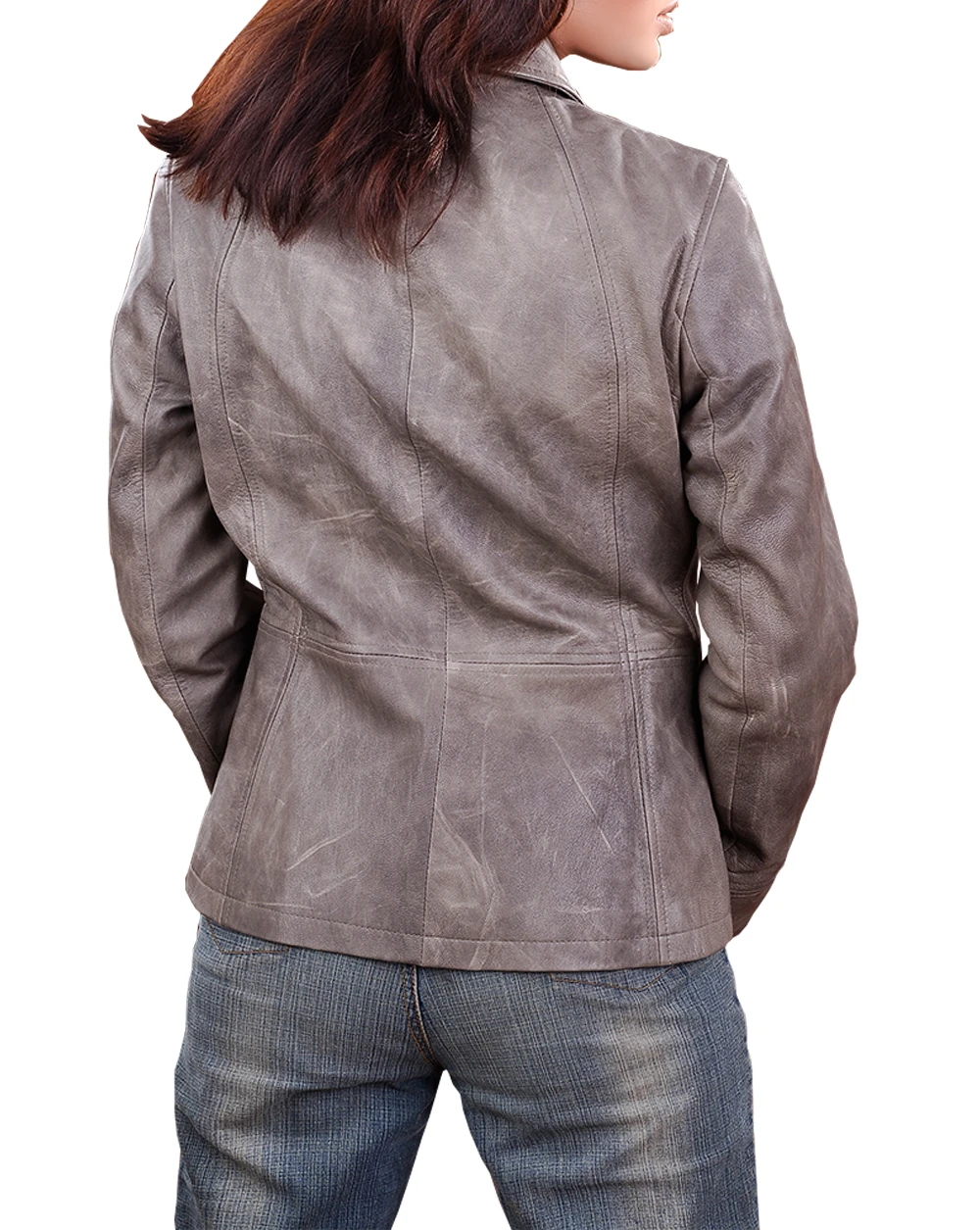 Women Double Breasted Leather Jacket
