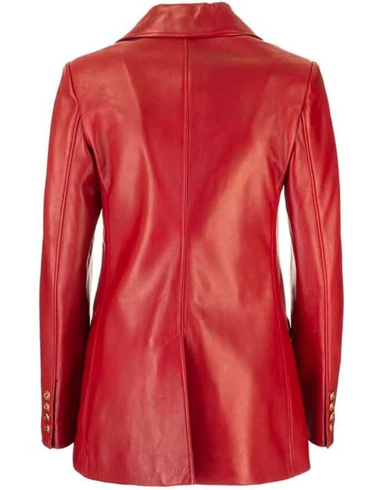 Elizabeth Gillies Dynasty Season 04 Fallon Carrington Red Leather Jacket