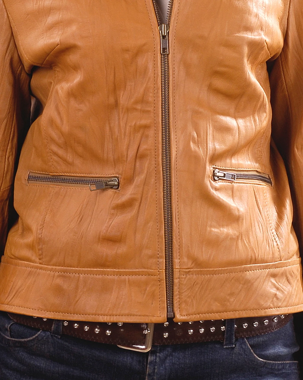 Women Washed Leather Jacket
