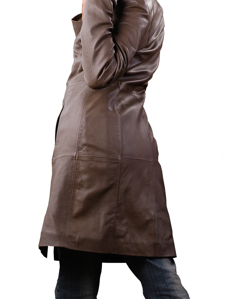 Womens long leather jacket