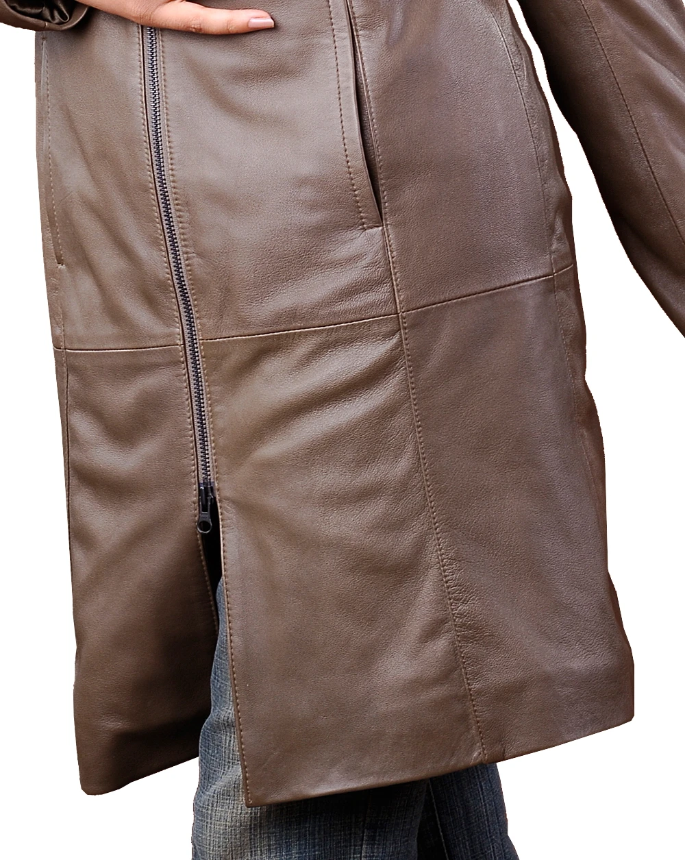 Womens long leather jacket