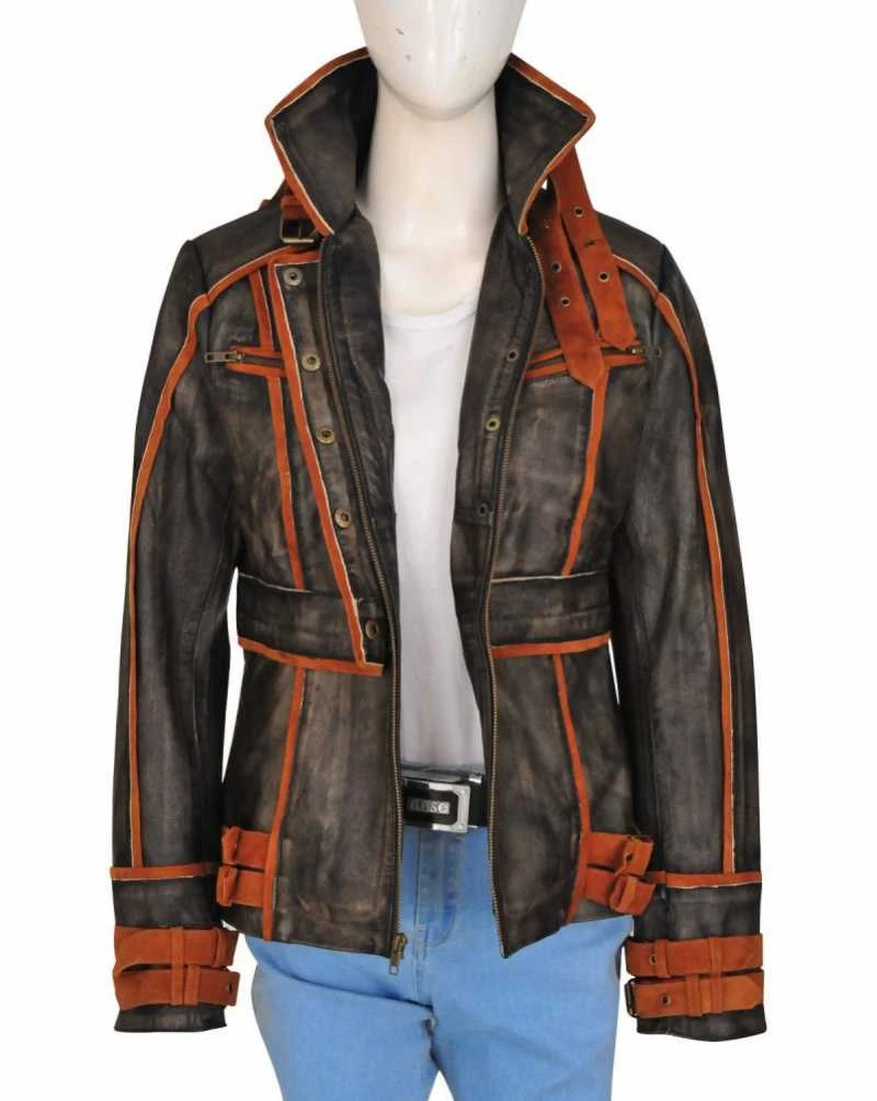 Jessica Biel Total Recall Melina Brown Leather Jacket