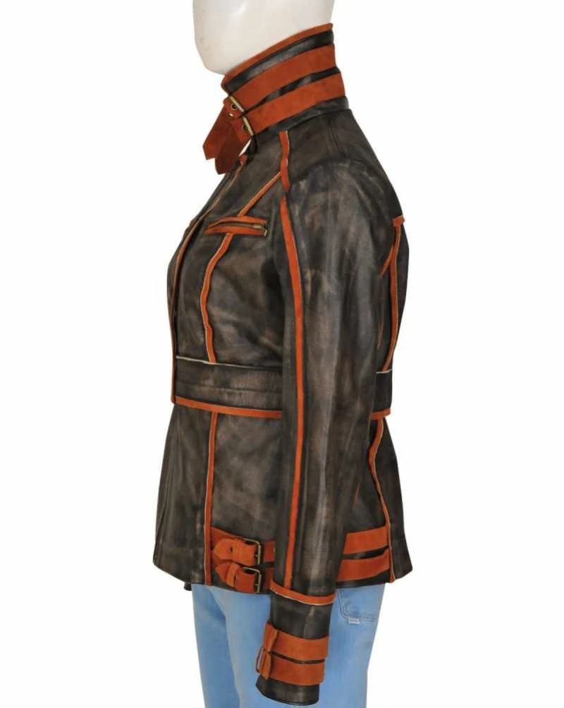 Jessica Biel Total Recall Melina Brown Leather Jacket