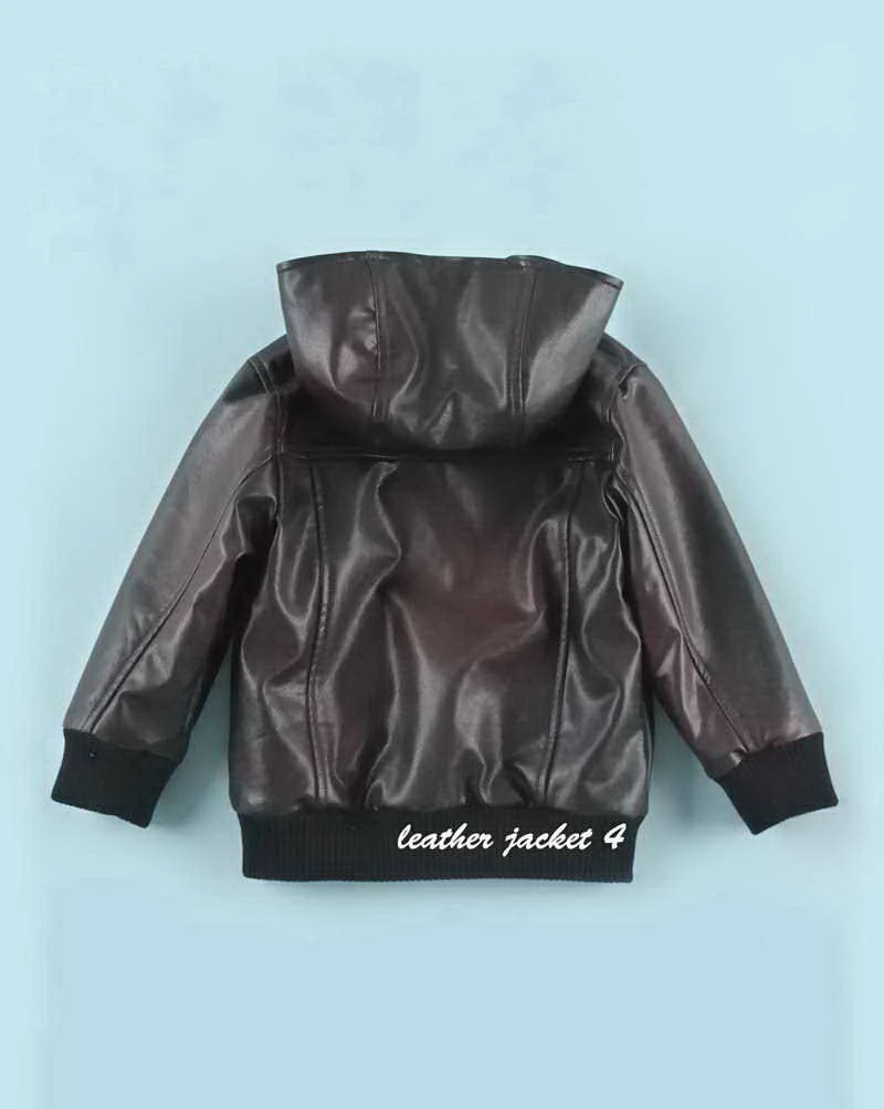 Kids hoodie leather jacket
