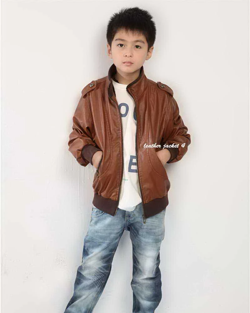 Brown Color Leather Jacket for Boys