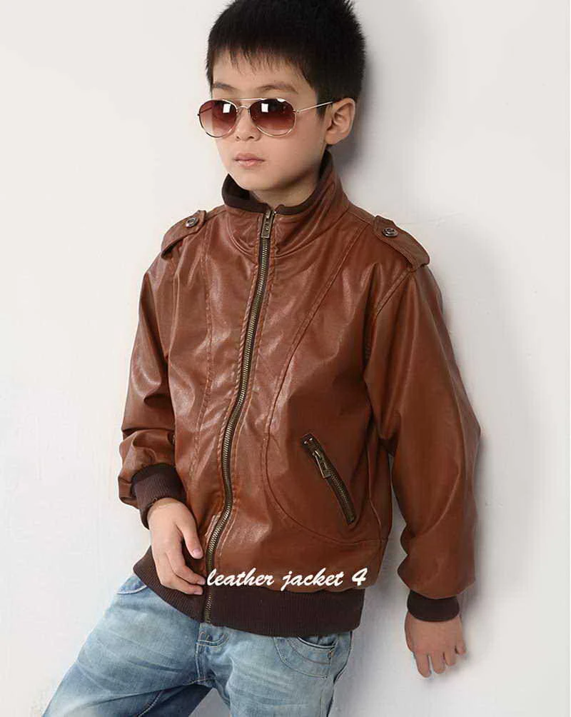 Brown Color Leather Jacket for Boys