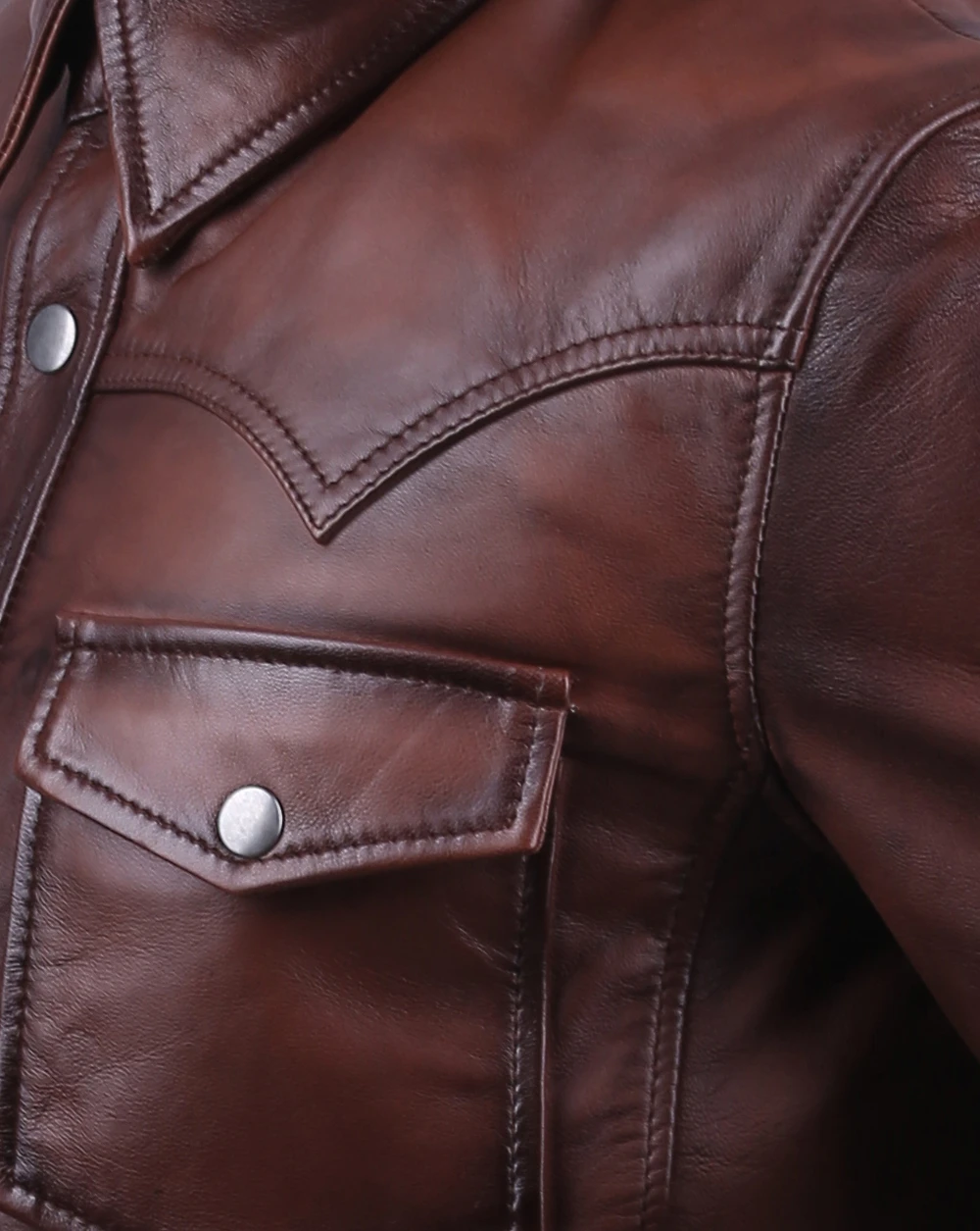 Slim fit Brown Leather Shirt for Men