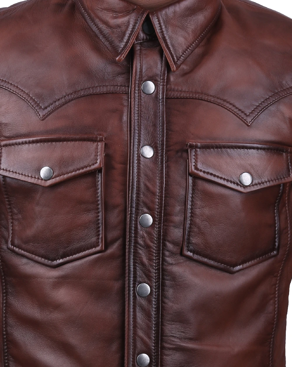 Slim fit Brown Leather Shirt for Men