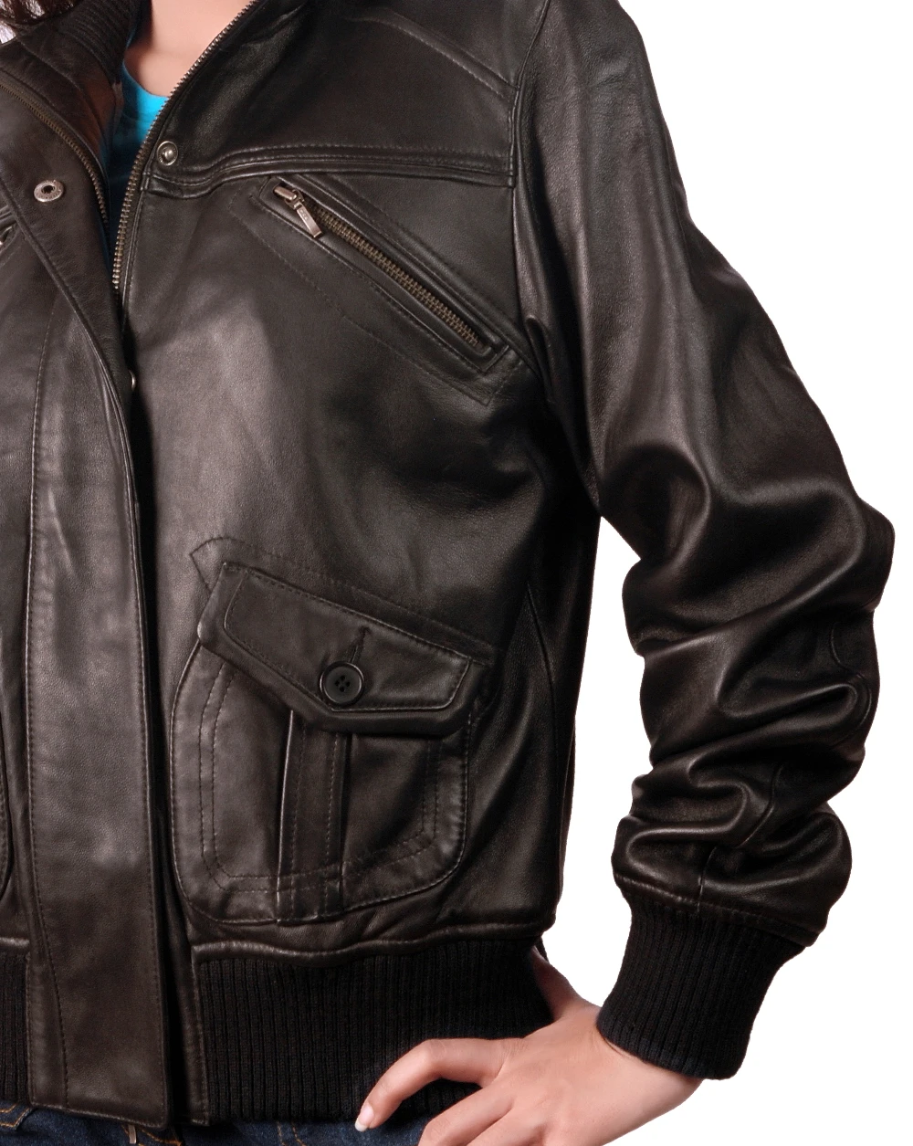 Bomber Leather Jacket for Womens