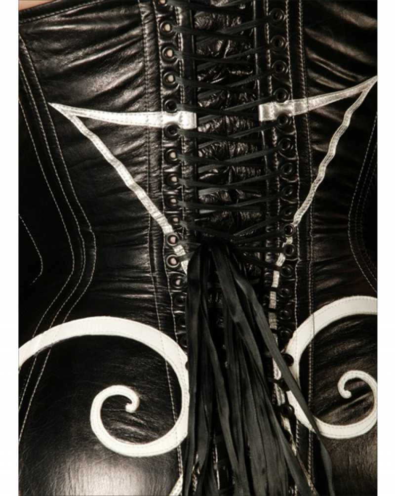 Women Florence Design Long Leather Dress Corset