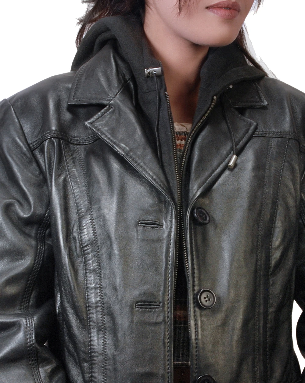Leather Blazer with Fleece Hood