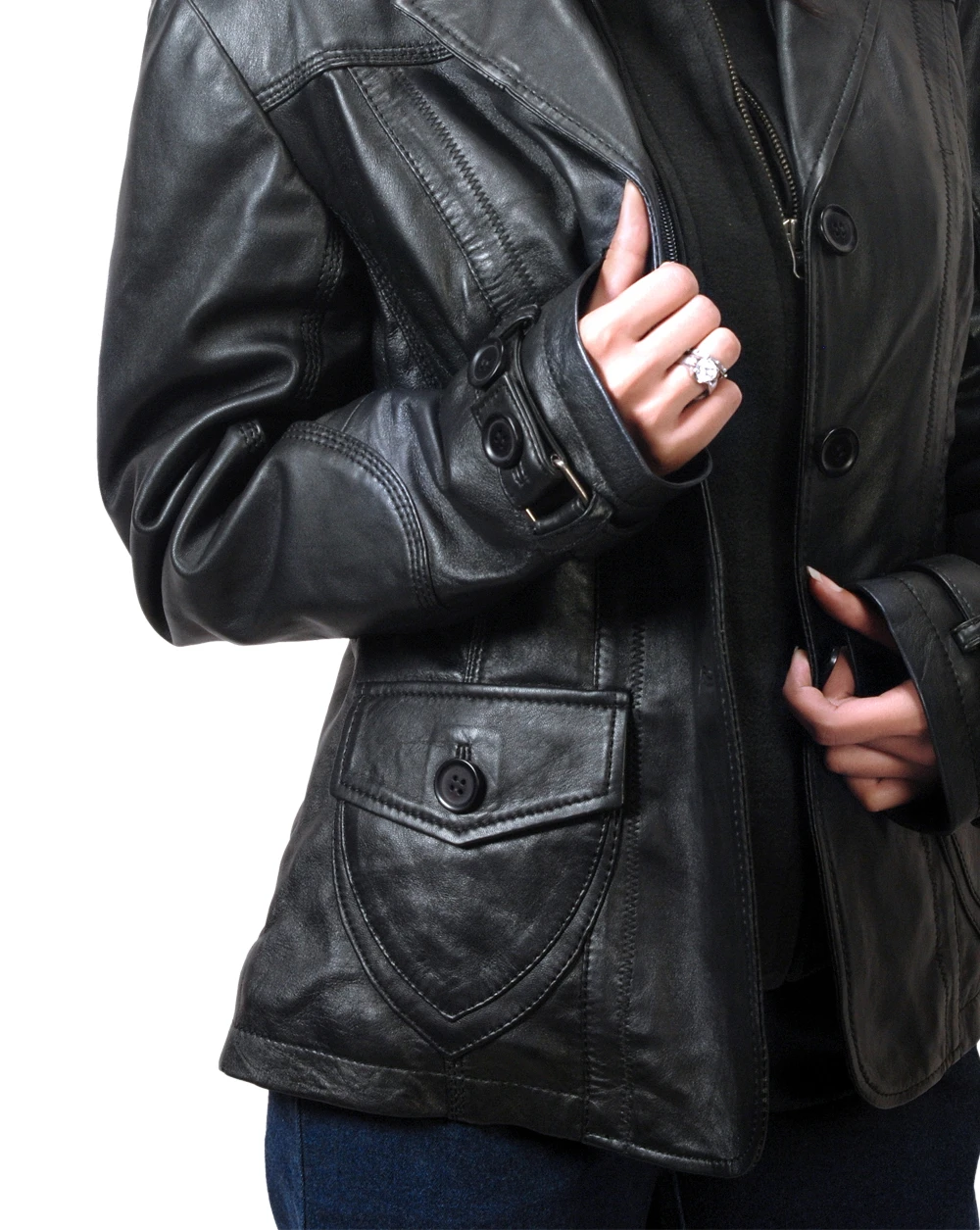 Leather Blazer with Fleece Hood