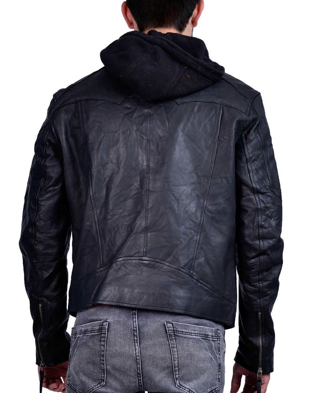 Buy Mens Hooded Leather Jacket