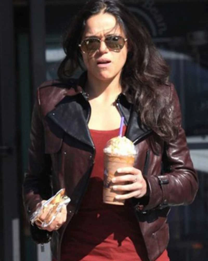Michelle Rodriguez Brown Leather Jacket