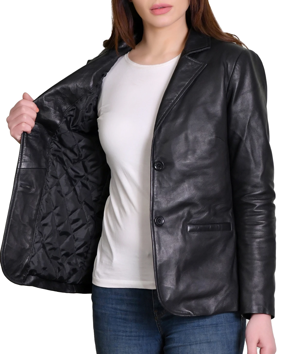 Olivia Black Leather Blazer
