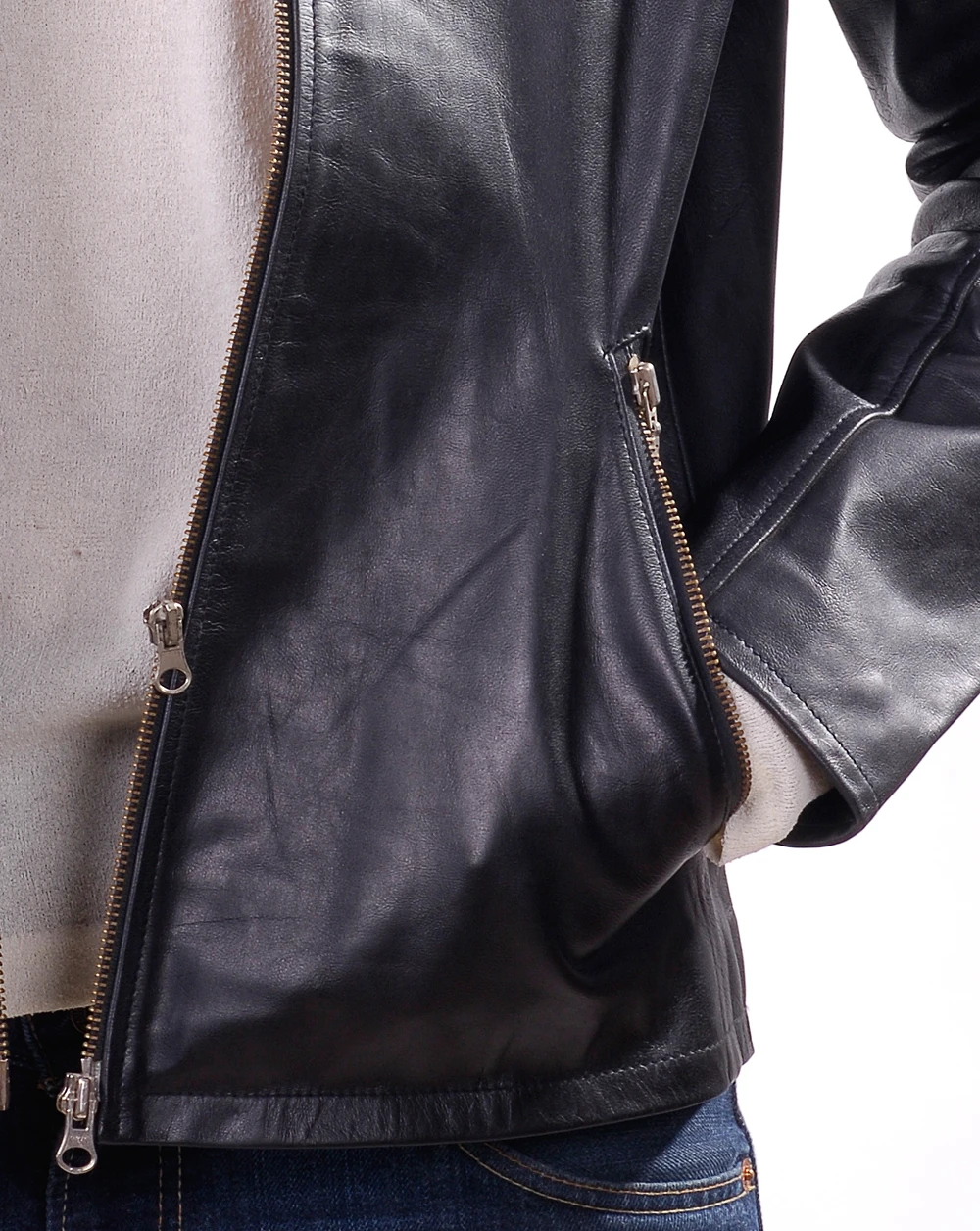 Zip-through Leather Jacket