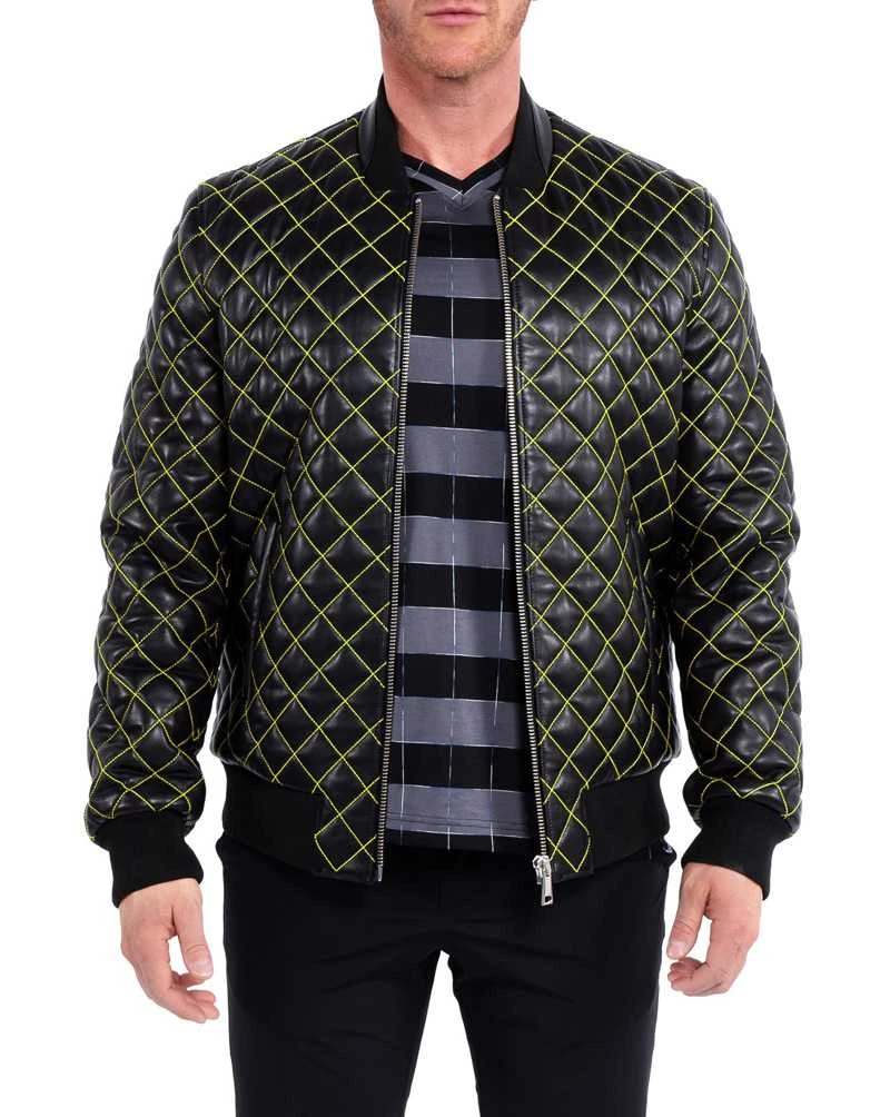 Quilted Mens Leather Jacket